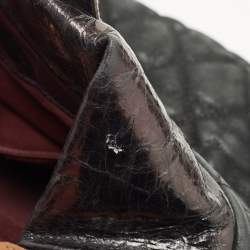 Pre Owned Chanel Black/Burgundy Quilted Nubuck and Leather In The Mix Bag