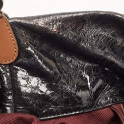 Pre Owned Chanel Black/Burgundy Quilted Nubuck and Leather In The Mix Bag