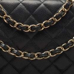 Pre Owned Chanel Black Caviar Leather Maxi Classic Double Flap Bag