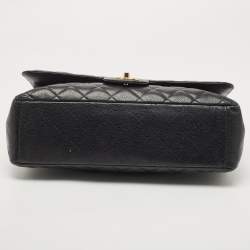 Pre Owned Chanel Black Caviar Leather Maxi Classic Double Flap Bag
