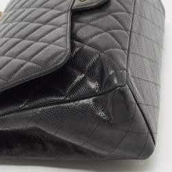 Pre Owned Chanel Black Caviar Leather Maxi Classic Double Flap Bag