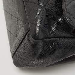Pre Owned Chanel Black Caviar Leather Maxi Classic Double Flap Bag