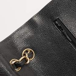Pre Owned Chanel Black Caviar Leather Maxi Classic Double Flap Bag