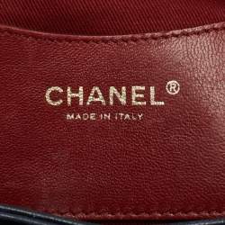 Pre Owned Chanel Blue Quilted Leather Large Just Mademoiselle Bowler Bag