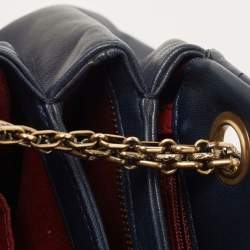 Pre Owned Chanel Blue Quilted Leather Large Just Mademoiselle Bowler Bag
