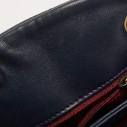 Pre Owned Chanel Blue Quilted Leather Large Just Mademoiselle Bowler Bag