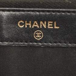 Chanel Black Quilted Leather Boy Zip Around Wallet On Chain