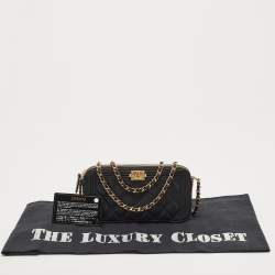 Chanel Black Quilted Leather Boy Zip Around Wallet On Chain