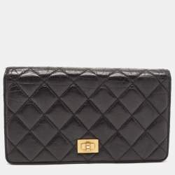Chanel Black Quilted Leather Reissue 2.55 Long Wallet
