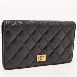 Chanel Black Quilted Leather Reissue 2.55 Long Wallet