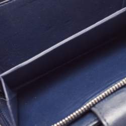 Pre Owned Chanel Navy Blue Quilted Leather CC French Wallet