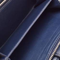 Pre Owned Chanel Navy Blue Quilted Leather CC French Wallet