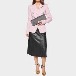 Pre Owned Chanel Metallic Grey Chainmail Leather Boy Clutch