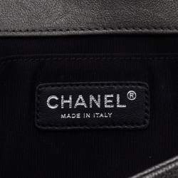 Pre Owned Chanel Metallic Grey Chainmail Leather Boy Clutch