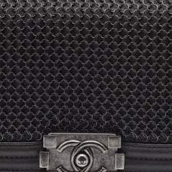Pre Owned Chanel Metallic Grey Chainmail Leather Boy Clutch