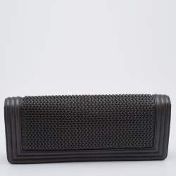 Pre Owned Chanel Metallic Grey Chainmail Leather Boy Clutch