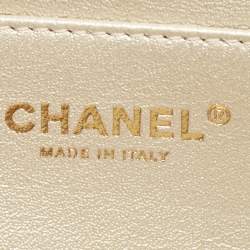 Pre Owned Chanel Navy Blue Caviar Leather Captain Gold Clutch