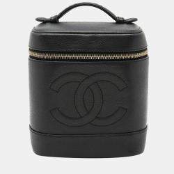 Pre Owned Chanel Black Leather Vanity Case Shoulder Bag