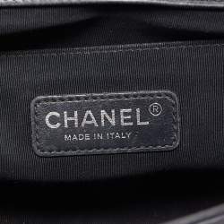 Pre Owned Chanel Navy Blue Quilted Wild Stitched Leather Medium Boy Bag