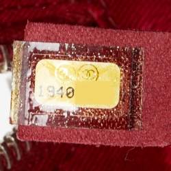 Pre Owned Chanel Red Quilted Patent Leather Timeless Tote
