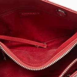 Pre Owned Chanel Red Quilted Patent Leather Timeless Tote