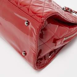 Pre Owned Chanel Red Quilted Patent Leather Timeless Tote