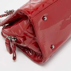 Pre Owned Chanel Red Quilted Patent Leather Timeless Tote