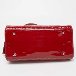 Pre Owned Chanel Red Quilted Patent Leather Timeless Tote