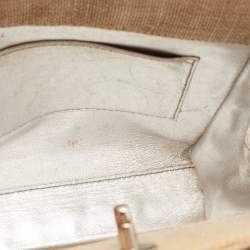 Pre Owned Chanel Metallic Beige Quilted Canvas Mini Classic Chain Tote