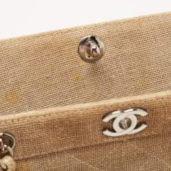 Pre Owned Chanel Metallic Beige Quilted Canvas Mini Classic Chain Tote