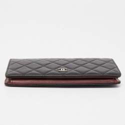 Pre Owned Chanel Black Quilted Lambskin Leather L Yen Continental Wallet