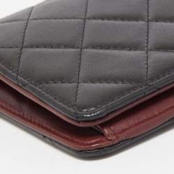 Pre Owned Chanel Black Quilted Lambskin Leather L Yen Continental Wallet
