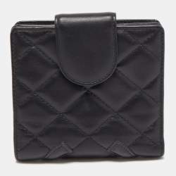 Chanel Black Quilted Leather Cambon Ligne Compact Wallet Chanel