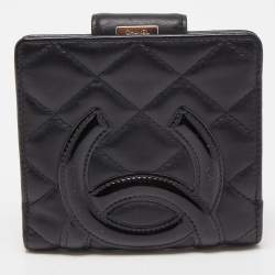 Chanel Black Quilted Leather Cambon Ligne Compact Wallet