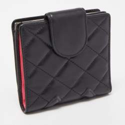 Chanel Black Quilted Leather Cambon Ligne Compact Wallet