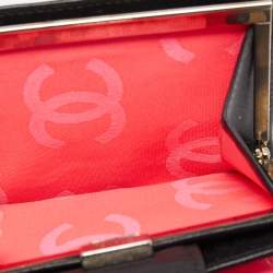 Chanel Black Quilted Leather Cambon Ligne Compact Wallet