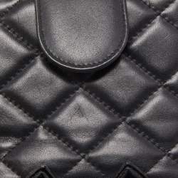 Chanel Black Quilted Leather Cambon Ligne Compact Wallet