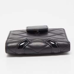 Chanel Black Quilted Leather Cambon Ligne Compact Wallet