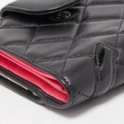 Chanel Black Quilted Leather Cambon Ligne Compact Wallet