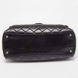 Pre Owned Chanel Black Quilted Glazed Leather Large CC Delivery Tote