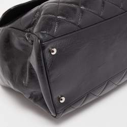 Pre Owned Chanel Black Quilted Glazed Leather Large CC Delivery Tote