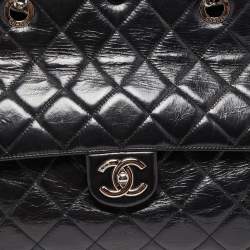 Pre Owned Chanel Black Quilted Glazed Leather Large CC Delivery Tote