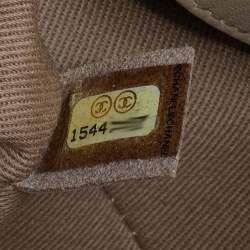 Pre Owned Chanel Brown Quilted Nubuck Leather Large Hampton Enamel CC Flap Shoulder Bag