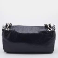 Pre Owned Chanel Grey Leather Funny Tweed Flap Shoulder Bag