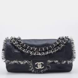 CHANEL Metallic Goatskin Quilted Maxi Chanel 19 Flap Silver