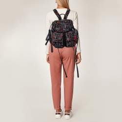 Pre Owned Chanel Black/Red Satin,Tweed and Leather Astronaut Essentials Backpack