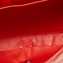 Pre Owned Chanel Red Quilted Leather Classic Flap Shoulder Bag