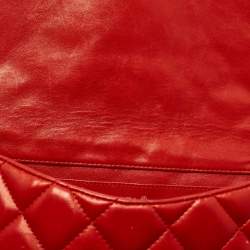 Pre Owned Chanel Red Quilted Leather Classic Flap Shoulder Bag
