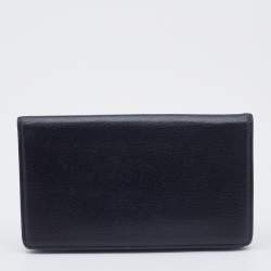 Pre Owned Chanel Black Caviar Leather L Yen Continental Wallet