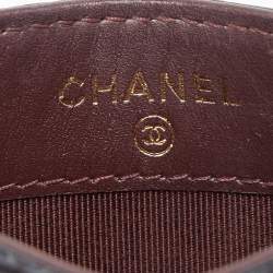 Pre Owned Chanel Black Quilted Caviar Leather CC Card Holder